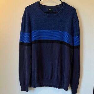 Alfani Men's Navy and Royal Blue Crewneck Sweater
